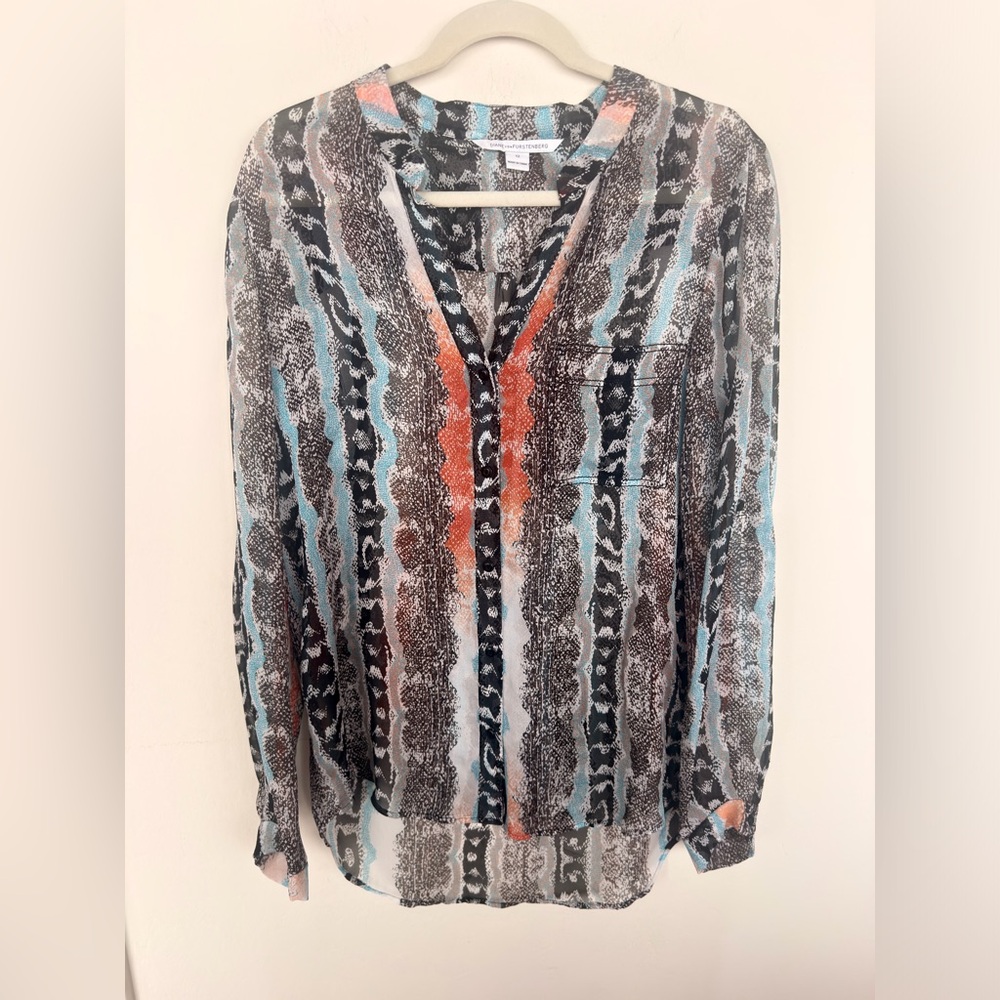 Diane Von Furstenberg Multicolor Striped Blouse